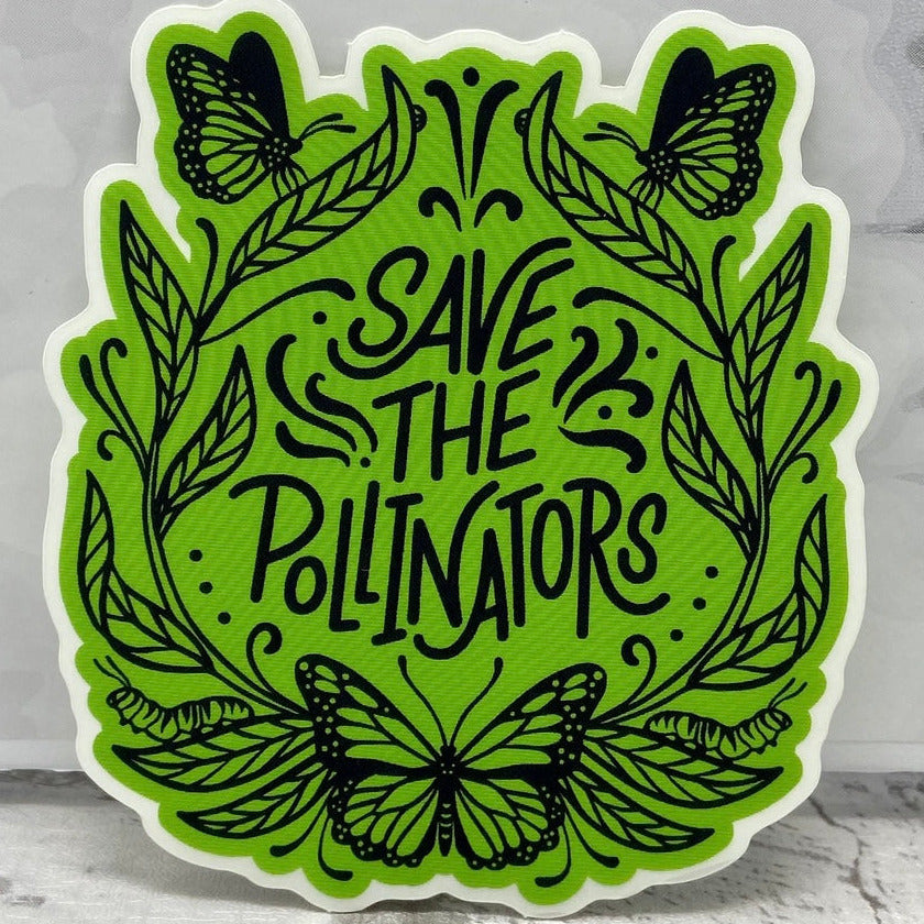 Save the Pollinators Sticker (Green and Black)