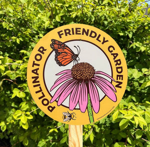 Yellow "Pollinator Friendly Garden" Sign